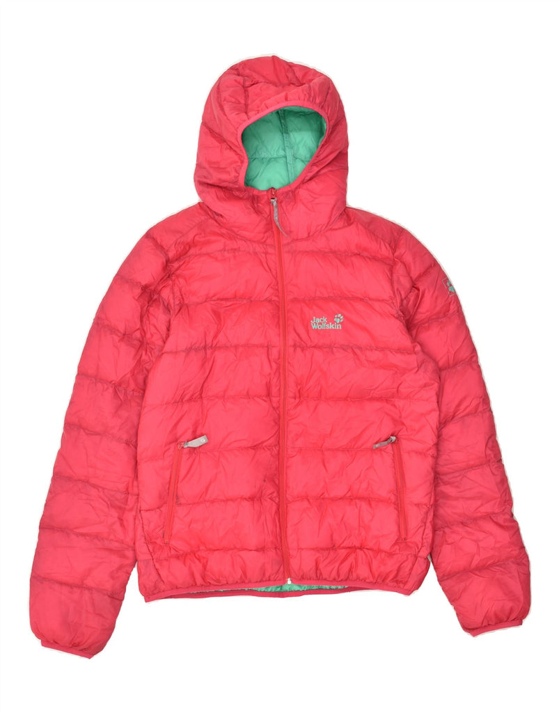 JACK WOLFSKIN Womens Hooded Padded Jacket UK 16 Large  Red Polyester | Vintage Jack Wolfskin | Thrift | Second-Hand Jack Wolfskin | Used Clothing | Messina Hembry 