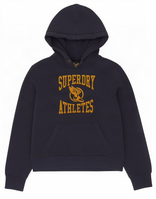 Superdry Womens Graphic Hoodie Jumper UK 14 Large Navy Blue Cotton