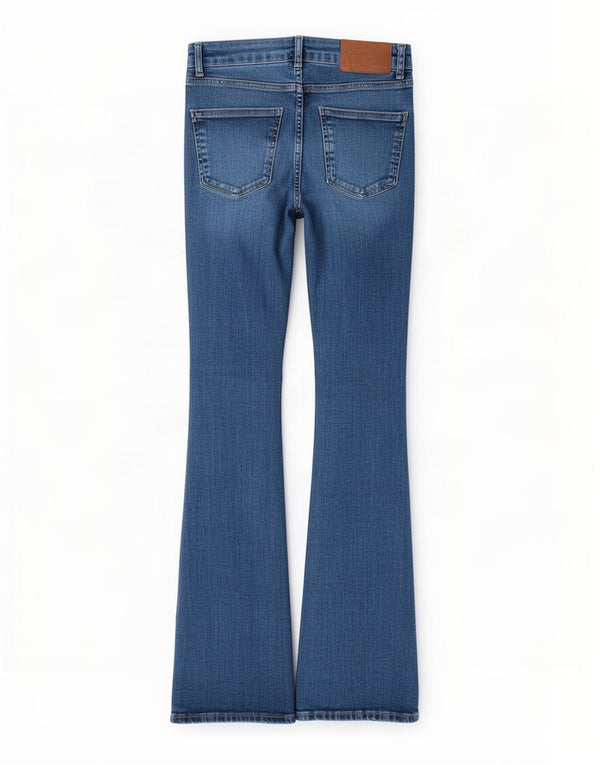 Zara Womens Tall Flared Jeans EU 36 XS W26 L35 Blue Cotton