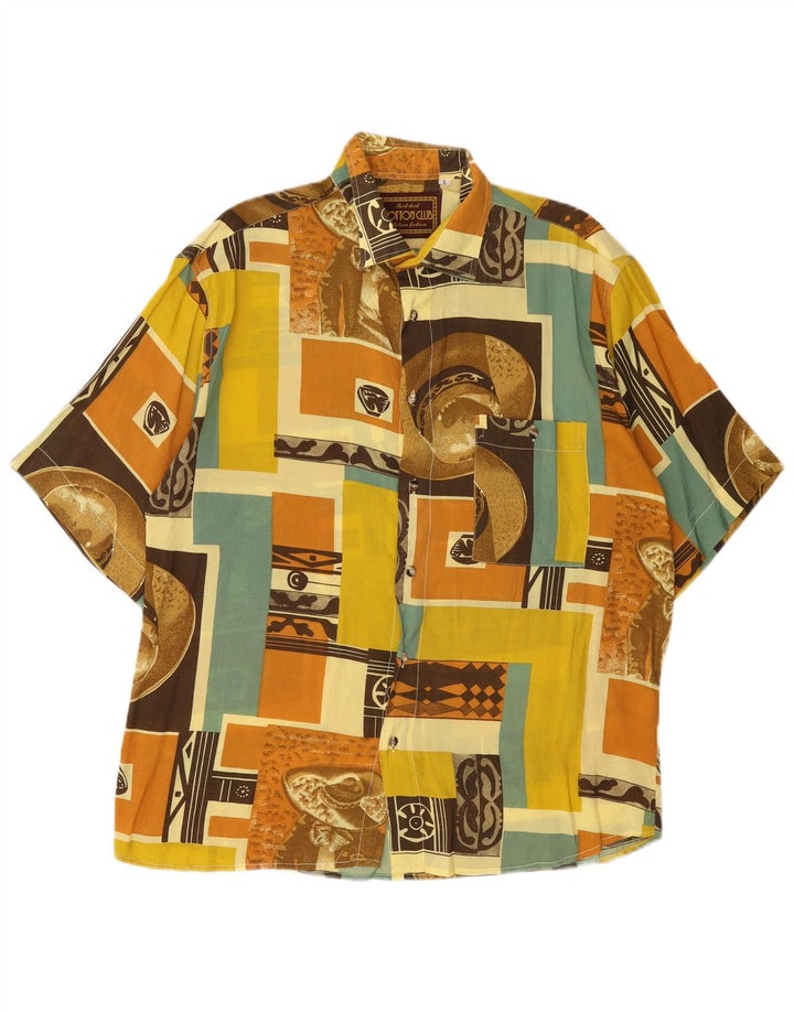 Cotton Club Mens Abstract Pattern Short Sleeve Shirt Large Multicoloured