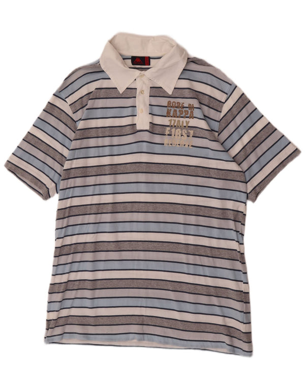 Kappa Mens Graphic Rugby Polo Shirt 2XL Multicoloured Striped Cotton