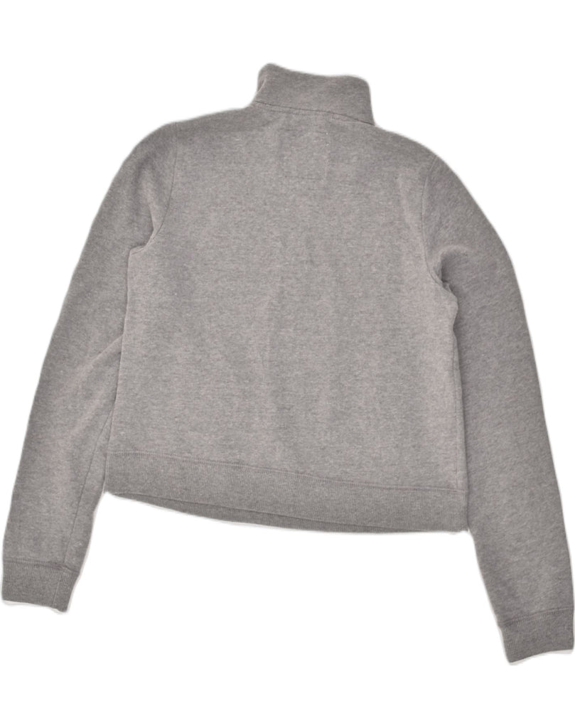 HOLLISTER Womens Zip Neck Sweatshirt Jumper UK 14 Medium Grey Cotton | Vintage Hollister | Thrift | Second-Hand Hollister | Used Clothing | Messina Hembry 