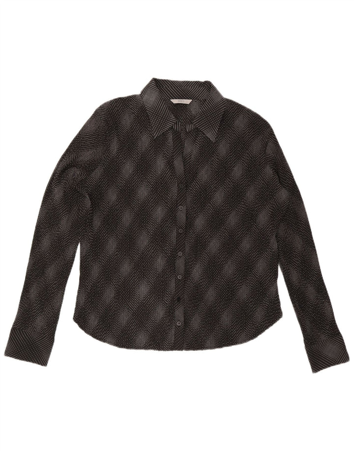 Marks & Spencer Womens Shirt Blouse UK 20 2XL Black Check Polyester