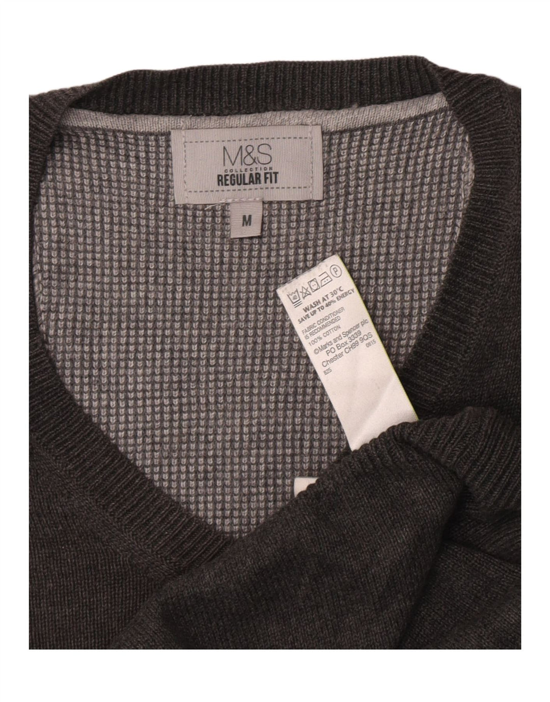 Marks & Spencer Mens Regular Fit V-Neck Jumper Sweater Medium Grey Flecked