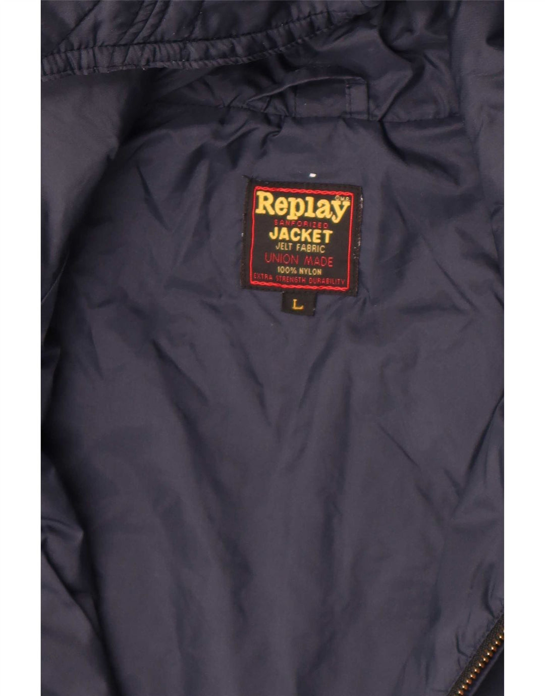 Replay Mens Hooded Quilted Jacket UK 40 Large Navy Blue Nylon