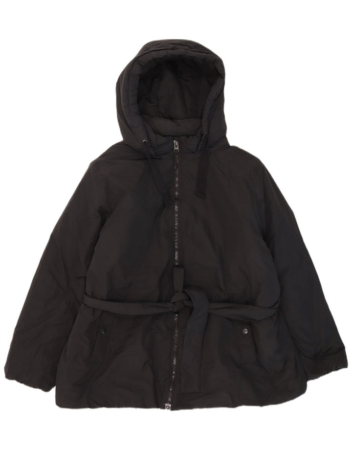Marks & Spencer Womens Hooded Padded Jacket UK 20 2XL Black Polyester