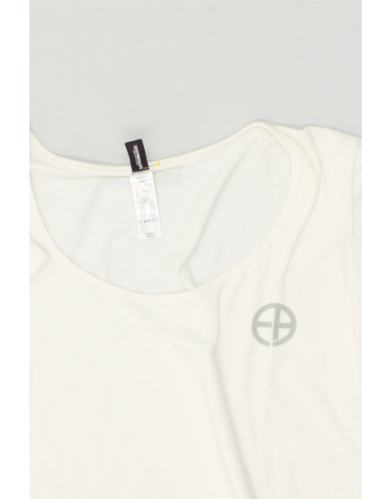 EMPORIO ARMANI Womens T-Shirt Top UK 12 Medium White Polyamide | Vintage Emporio Armani | Thrift | Second-Hand Emporio Armani | Used Clothing | Messina Hembry 
