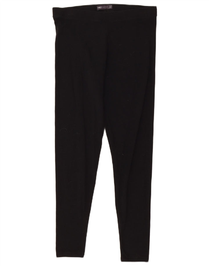 Marks & Spencer Womens Leggings UK 12 Medium Black Cotton