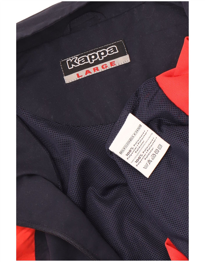 Kappa Mens Tracksuit Top Jacket Large Navy Blue Colourblock Polyester
