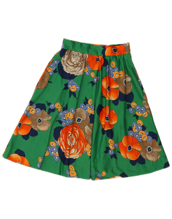 Vintage Womens A-Line Skirt W22 2XS Green Floral