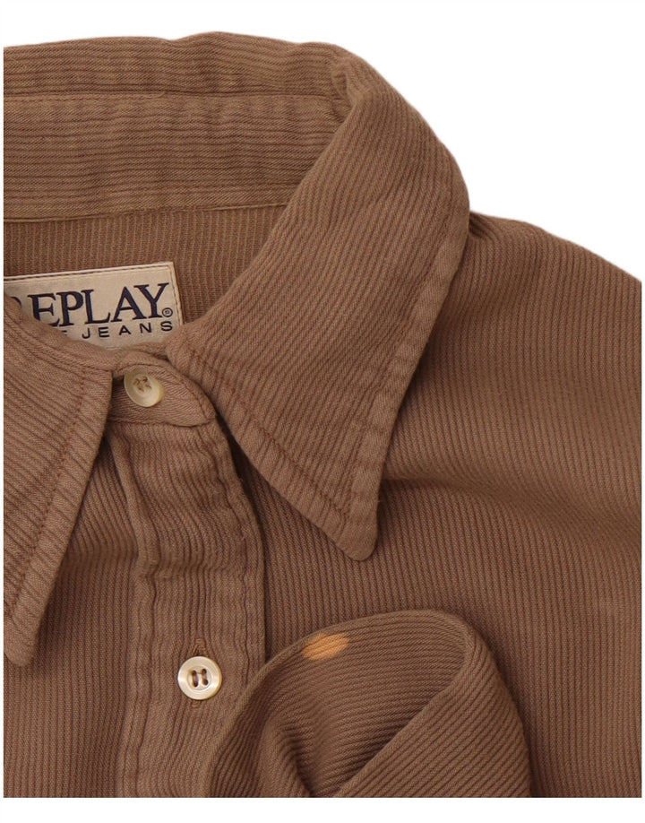 REPLAY Womens Shirt UK 12 Medium Brown
