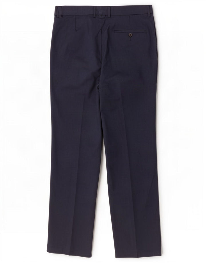 Marks & Spencer Mens Straight Suit Trousers W32 L31 Navy Blue Polyester