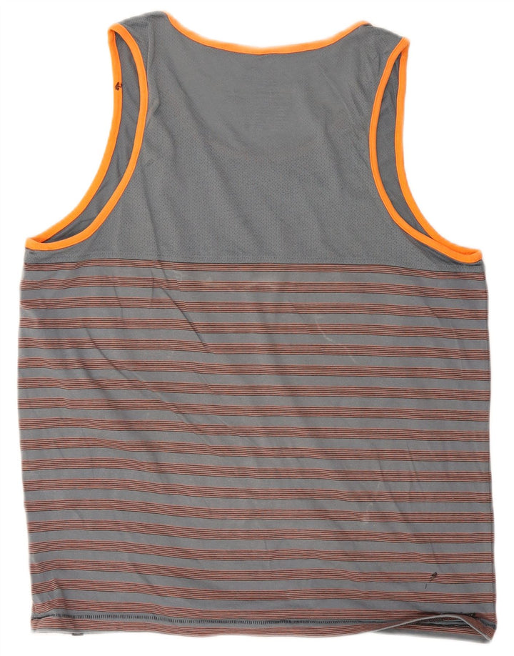 Hurley Mens Premium Fit Vest Top Large Grey Striped Cotton