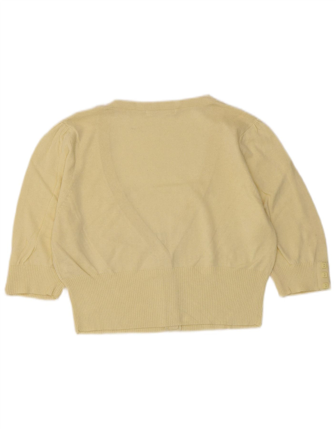 Marks & Spencer Womens Crop Cardigan Sweater UK 10 Small Yellow