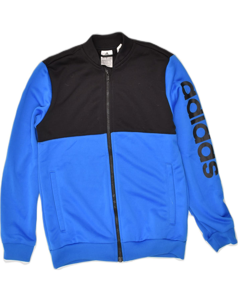 ADIDAS Boys Tracksuit Top Jacket 11-12 Years Blue Colourblock Polyester | Vintage Adidas | Thrift | Second-Hand Adidas | Used Clothing | Messina Hembry 