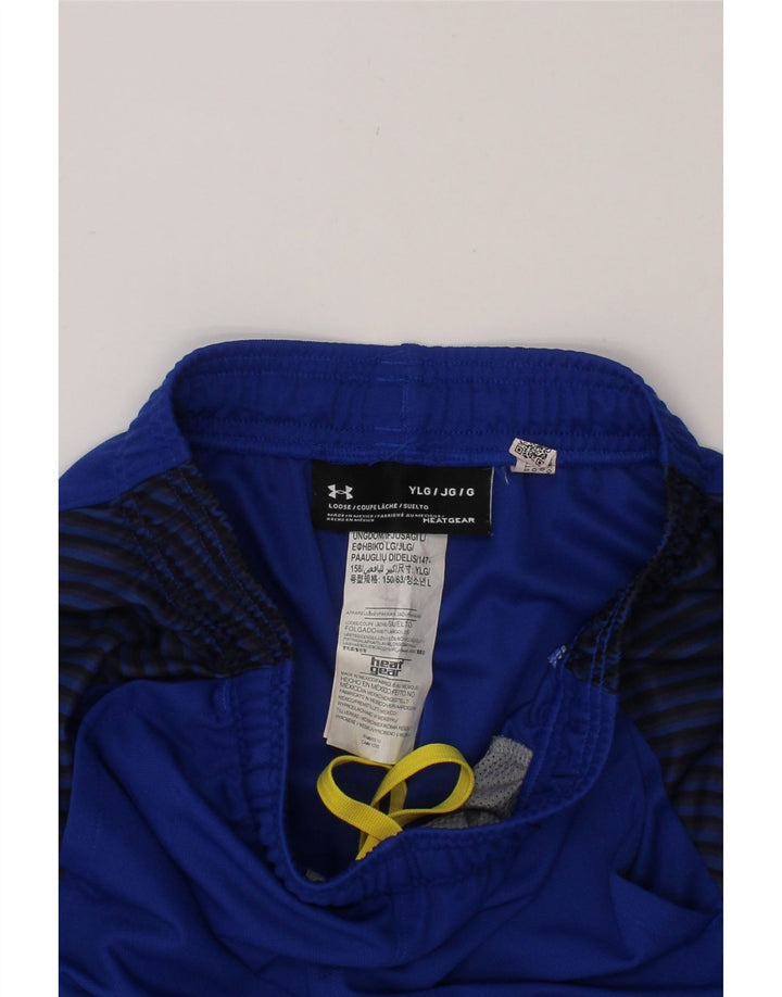 UNDER ARMOUR Boys Sport Shorts 12-13 Years Large  Blue Striped Polyester Vintage Under Armour and Second-Hand Under Armour from Messina Hembry 
