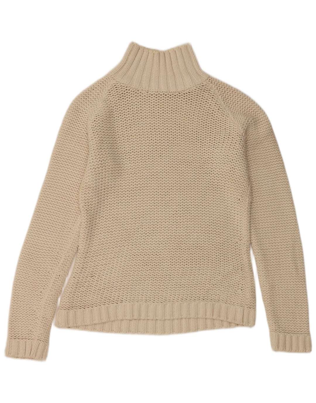 Eddie Bauer Womens Turtle Neck Jumper Sweater UK 8 Small Off White Cotton