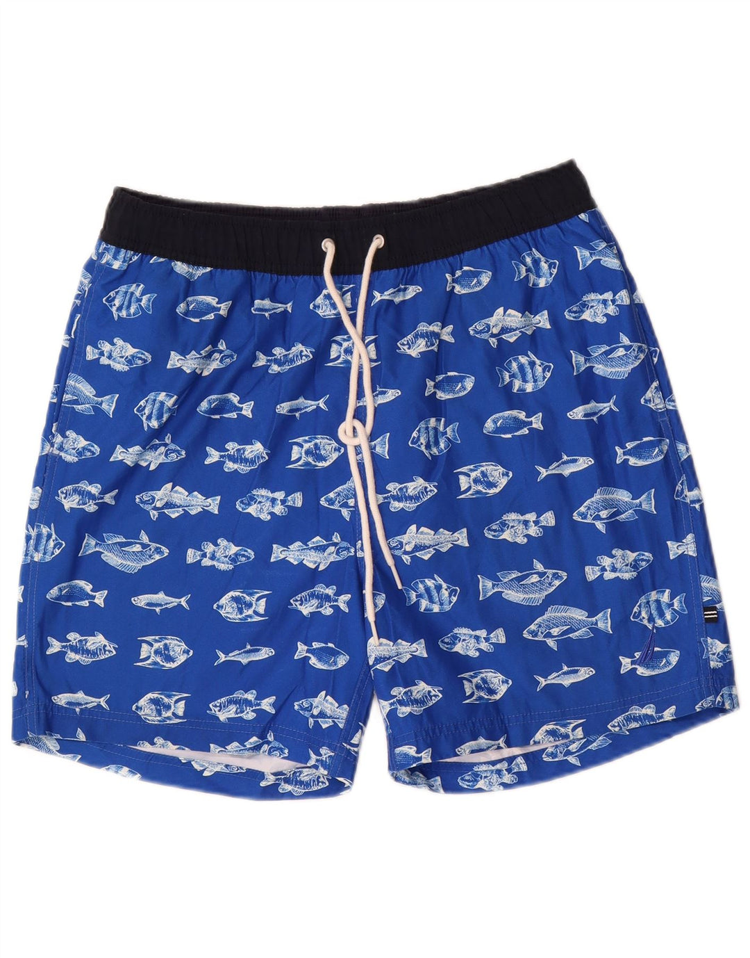 NAUTICA Mens Abstract Pattern Swimming Shorts Medium  Blue Polyester