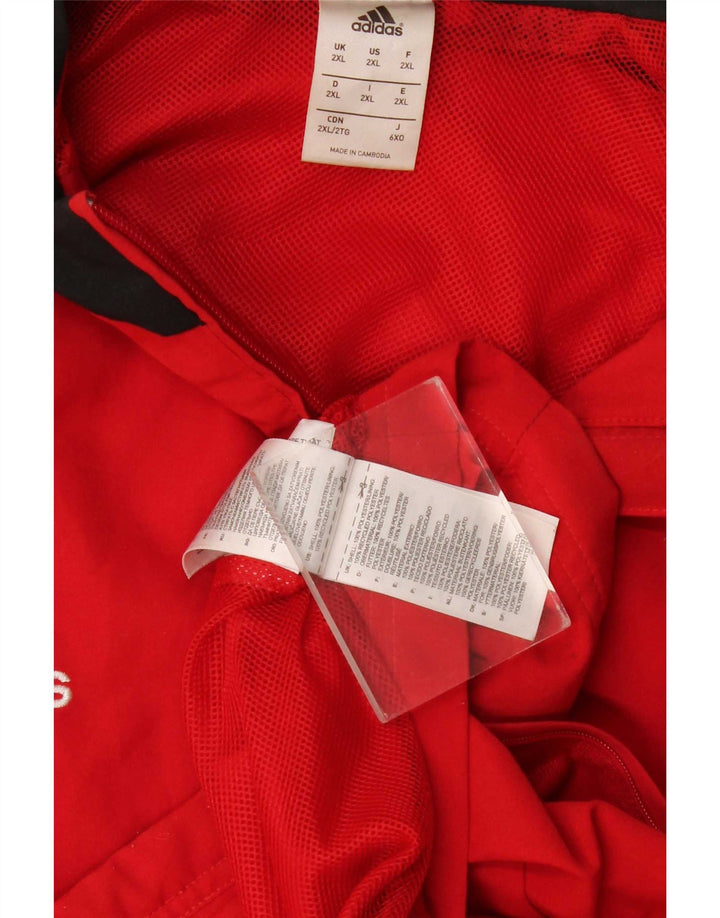 Adidas Mens Tracksuit Top Jacket 2XL Red Colourblock Polyester