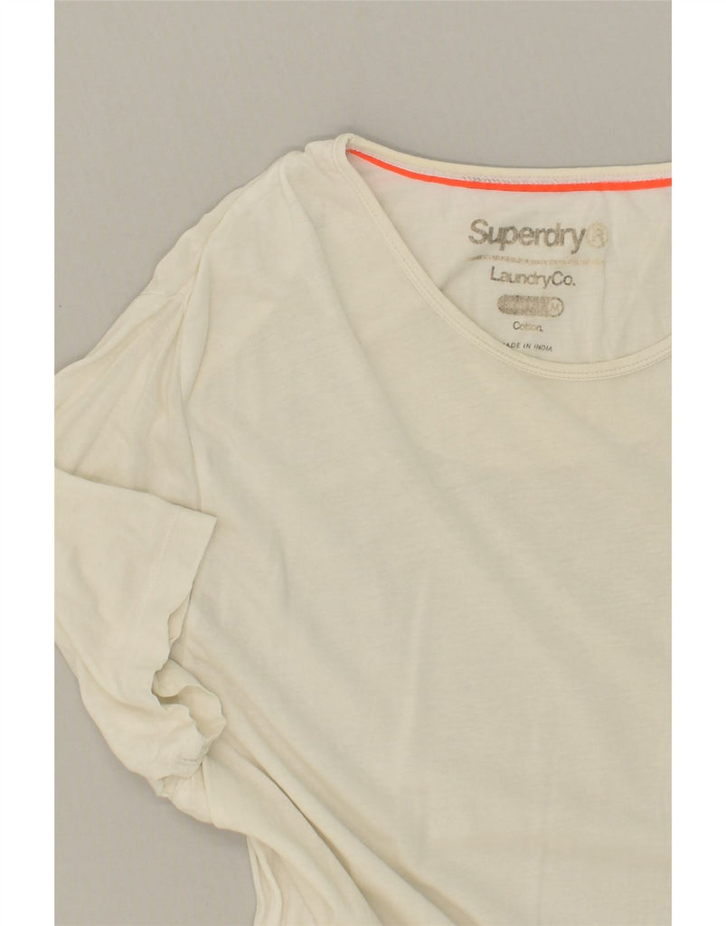 SUPERDRY Womens T-Shirt Dress UK 12 Medium White Cotton | Vintage Superdry | Thrift | Second-Hand Superdry | Used Clothing | Messina Hembry 