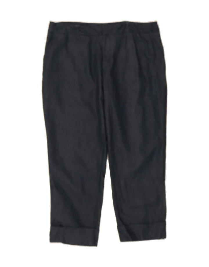 MOSSIMO Womens Straight Cropped Trousers US 12 Large W34 L24 Navy Blue Vintage Mossimo and Second-Hand Mossimo from Messina Hembry 
