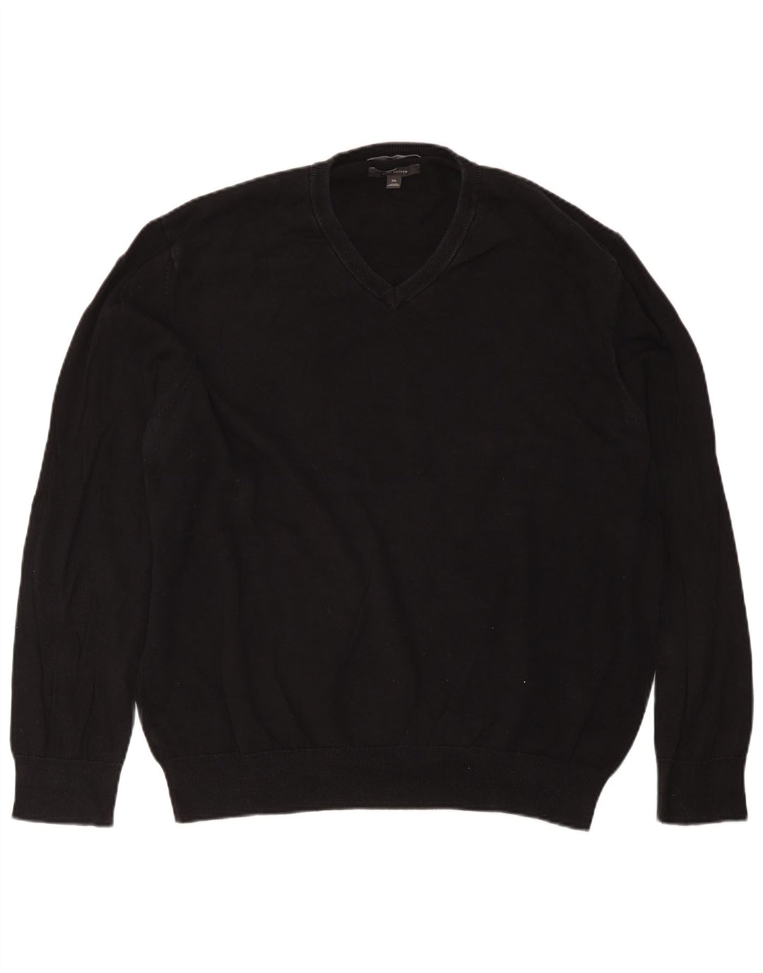 Marks & Spencer Mens V-Neck Jumper Sweater 2XL Black Cotton