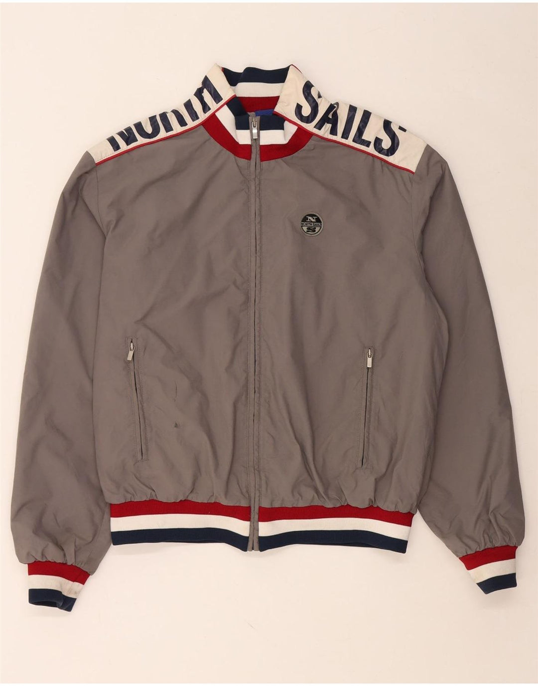 NORTH SAILS Mens Graphic Bomber Jacket UK 42 XL Grey Colourblock Polyamide