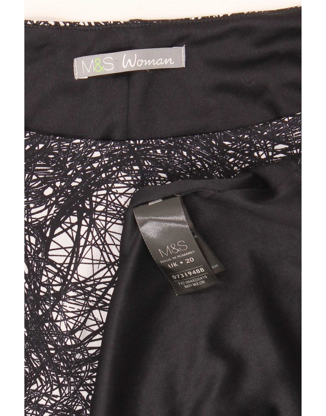 Marks & Spencer Womens Abstract Pattern Sheath Dress UK 20 2XL Black