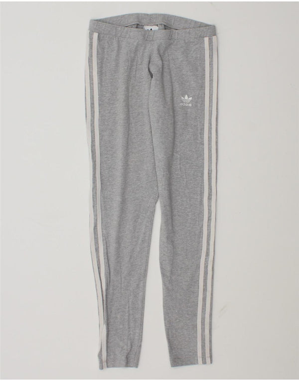 Adidas Womens Leggings UK 10 Small Grey Cotton