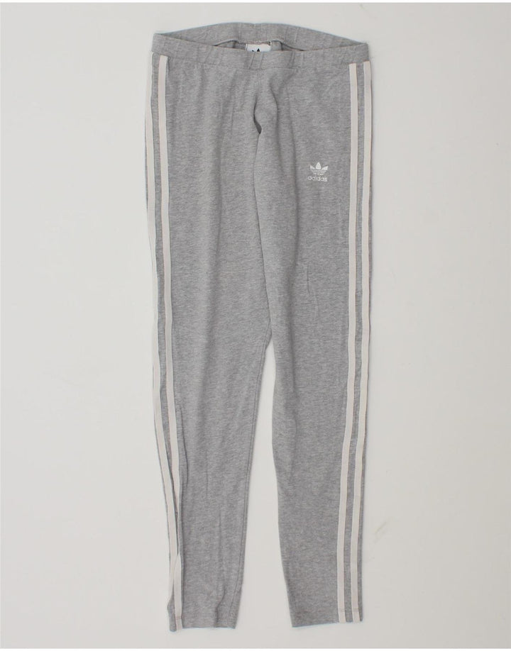 Adidas Womens Leggings UK 10 Small Grey Cotton