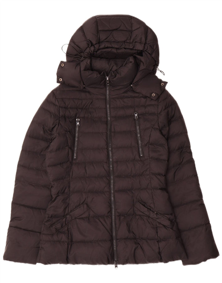 Benetton Womens Hooded Padded Jacket IT 42 Medium Black