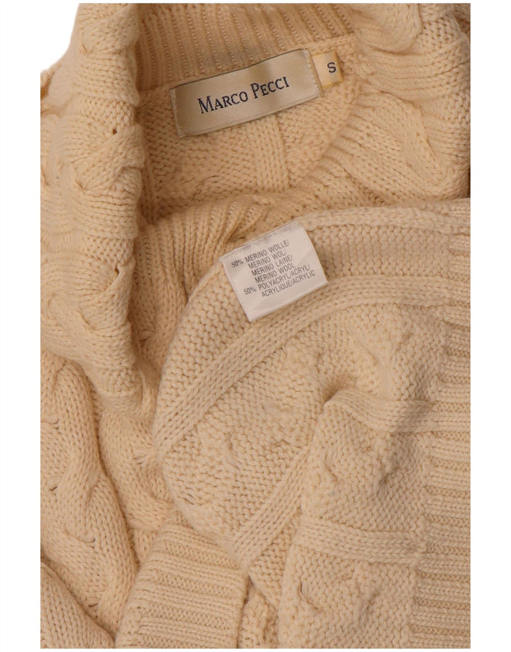 Marco Pecci Womens Roll Neck Jumper Sweater UK 10 Small Off White Wool