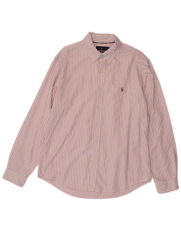 Ralph Lauren Mens Slim Fit Shirt XL Pink Pinstripe Cotton