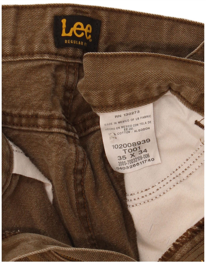 Lee Mens Straight Jeans W35 L34 Khaki Cotton