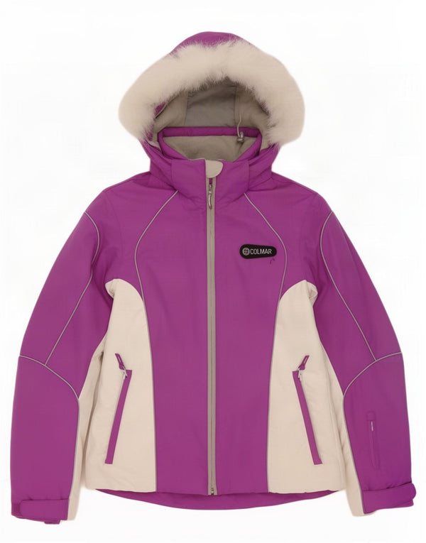 Colmar Womens Hooded Ski Jacket EU 38 Medium Purple Colourblock Polyamide