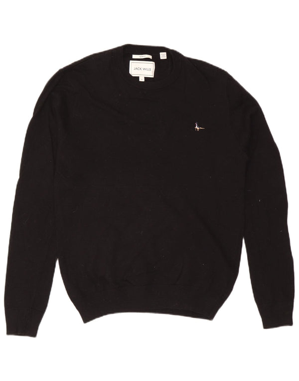 Jack Wills Mens Slim Fit Crew Neck Jumper Sweater Medium Black Cotton