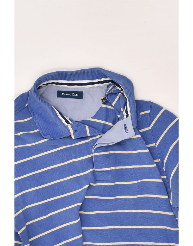 MASSIMO DUTTI Mens Polo Shirt Medium Blue Striped Cotton | Vintage Massimo Dutti | Thrift | Second-Hand Massimo Dutti | Used Clothing | Messina Hembry 