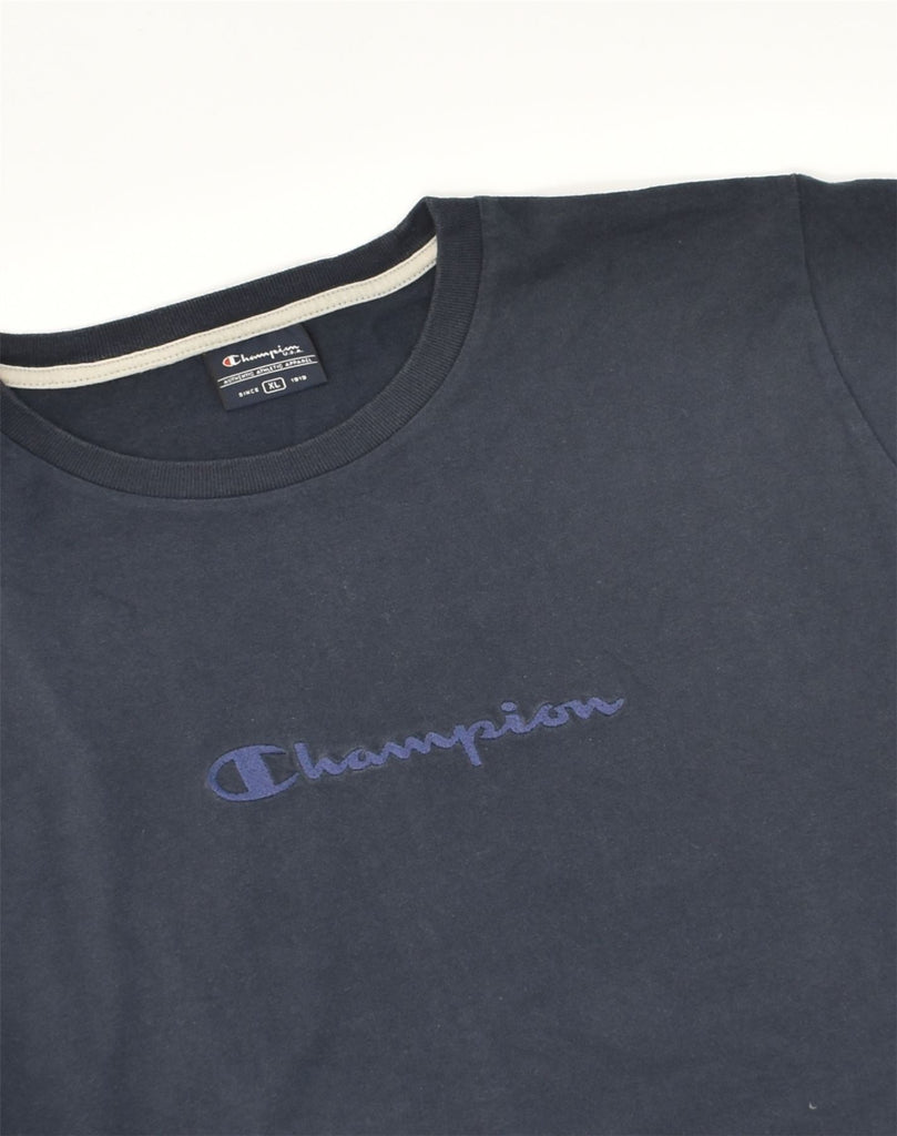 CHAMPION Womens Graphic T-Shirt Top UK 18 XL Navy Blue Cotton | Vintage Champion | Thrift | Second-Hand Champion | Used Clothing | Messina Hembry 