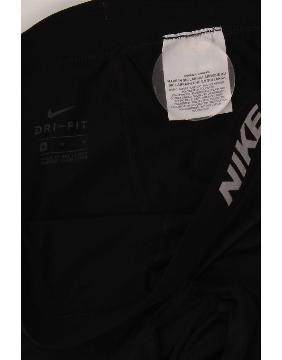 Nike Womens Dri Fit Graphic Capri Leggings UK 12 Medium Black Polyester