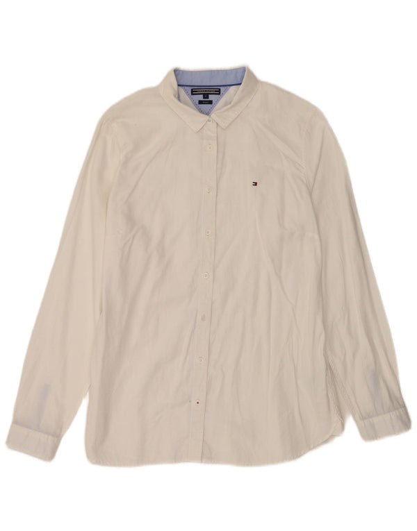 Tommy Hilfiger Womens Stretch Shirt US 12 Large White Cotton