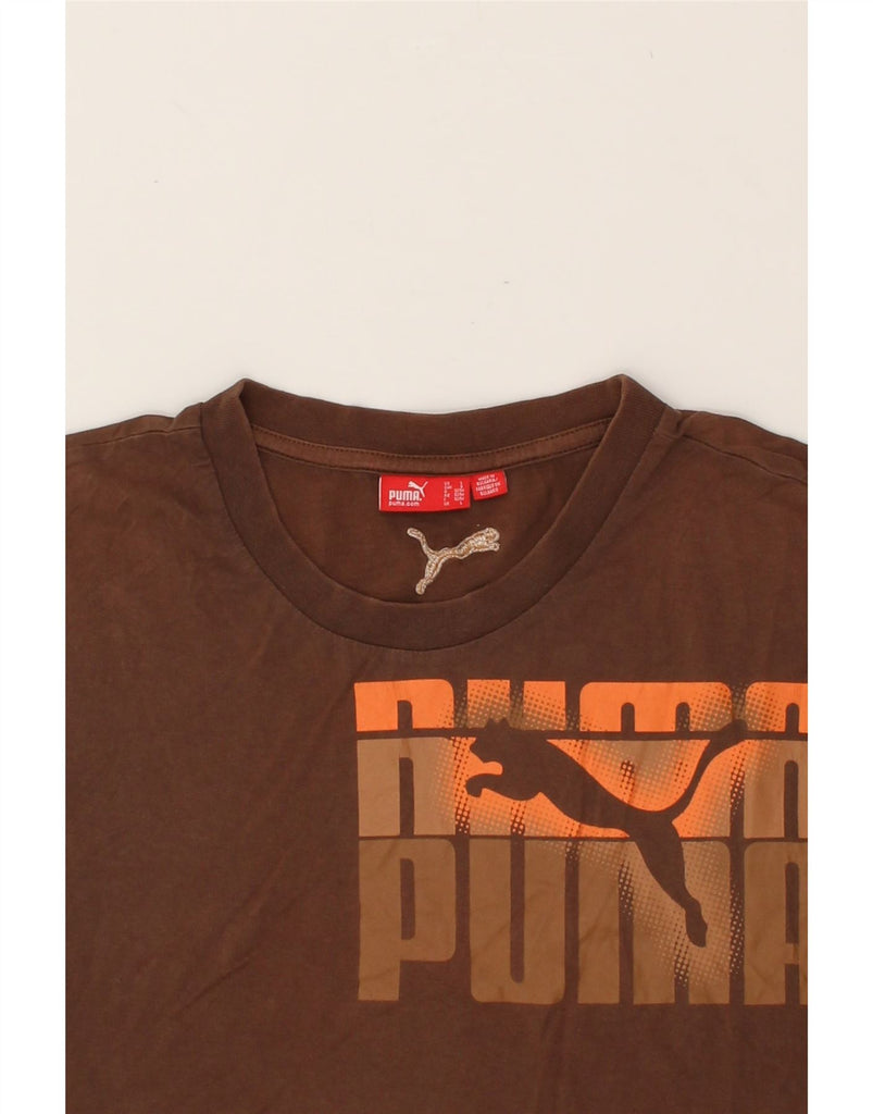 PUMA Mens Graphic T-Shirt Top Large Brown | Vintage Puma | Thrift | Second-Hand Puma | Used Clothing | Messina Hembry 