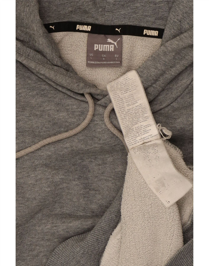 PUMA Mens Hoodie Jumper Large Grey Cotton