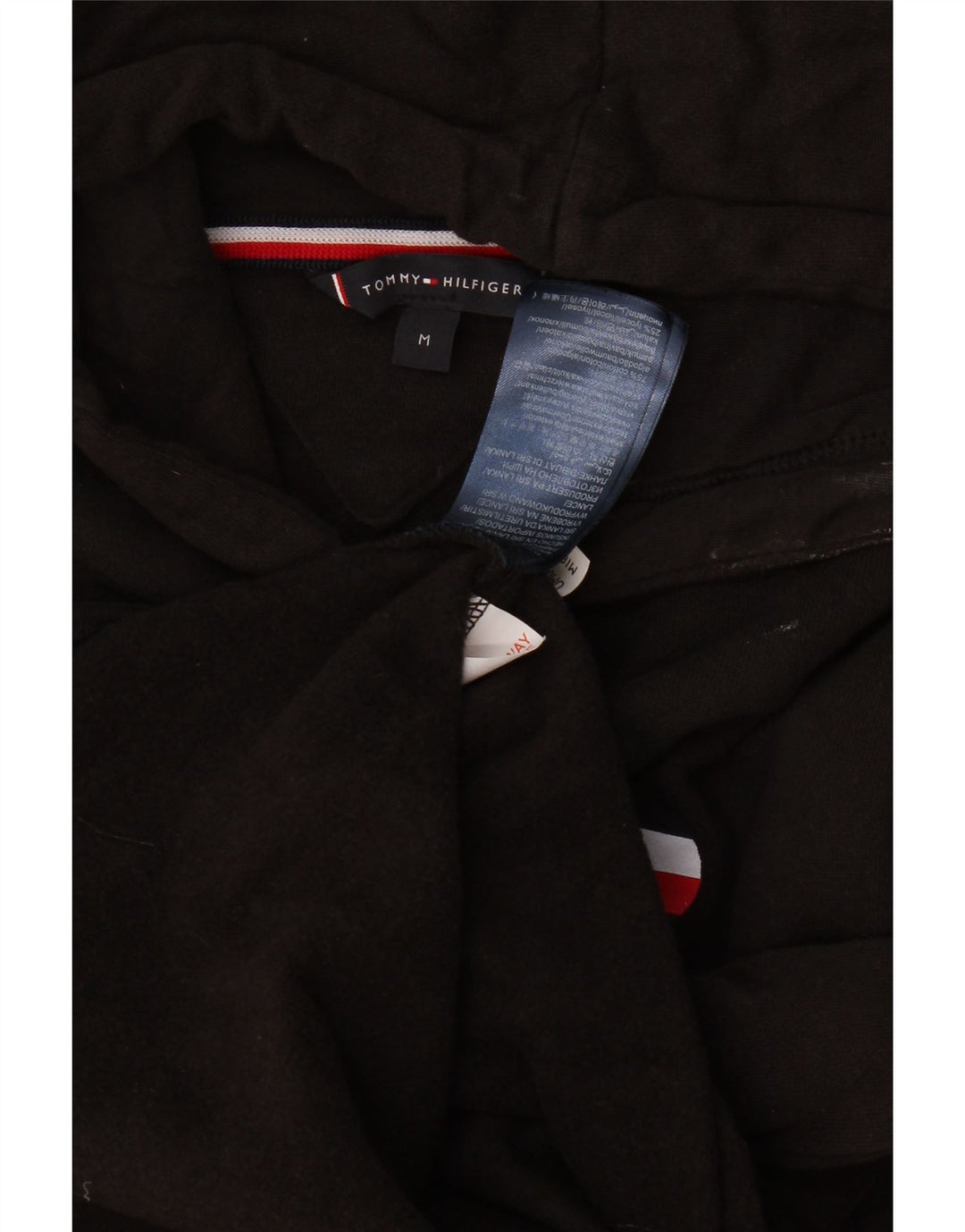 Tommy Hilfiger Mens Graphic Hoodie Jumper Medium Black Cotton