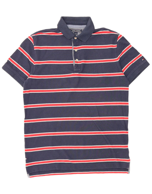 Tommy Hilfiger Mens Short Sleeve Polo Shirt Medium Navy Blue Striped