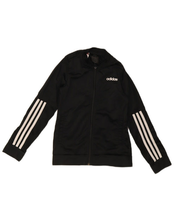 Adidas Boys Tracksuit Top Jacket 9-10 Years Black Polyester Sports