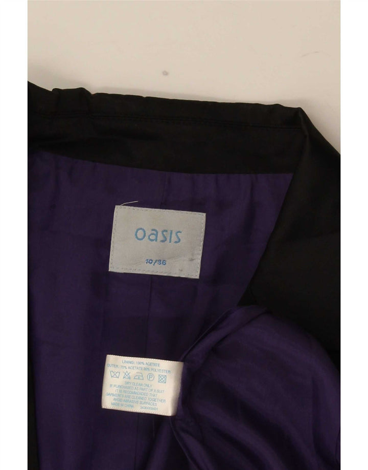 Oasis Womens 1 Button Blazer Jacket UK 10 Small Black Acetate
