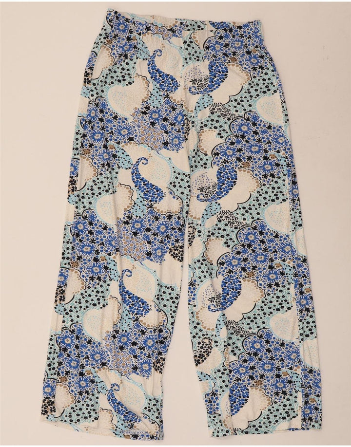 MARKS & SPENCER Womens Crop Casual Trousers UK 12 Medium W32 L25 Blue