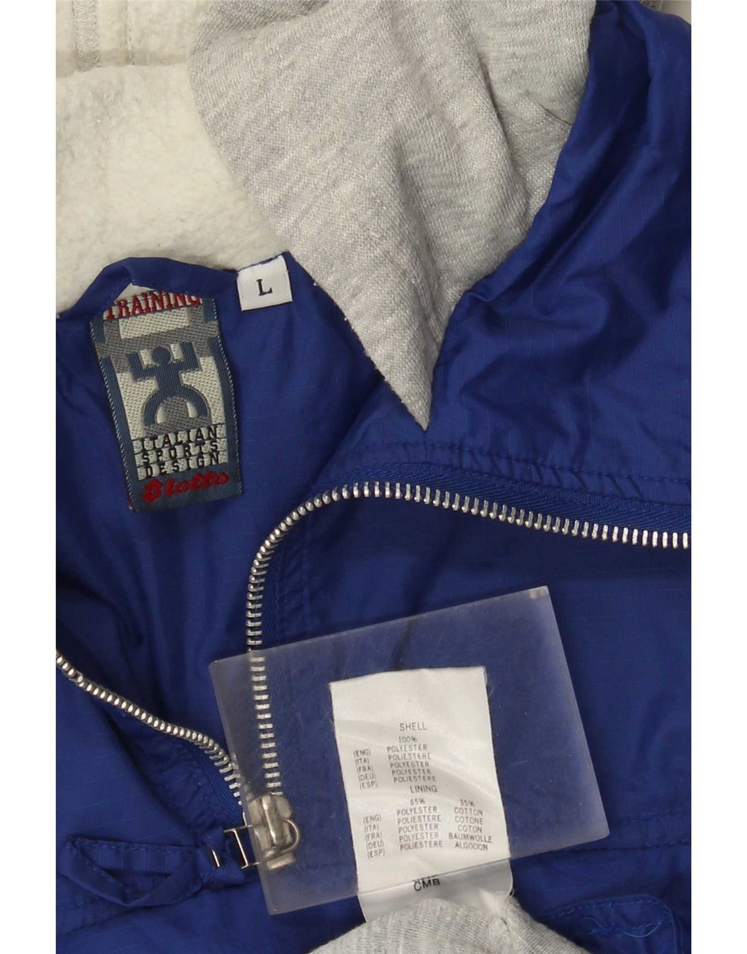 Lotto Mens Hooded Pullover Tracksuit Top Jacket Large Blue Colourblock