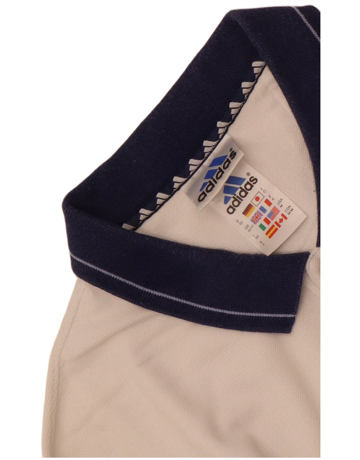 Adidas Mens Polo Shirt UK 40/42 Medium White Colourblock Cotton