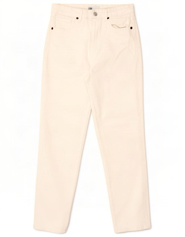 Zara Womens High Waist Jeans EU 36 XS W26 L27 Off White Cotton